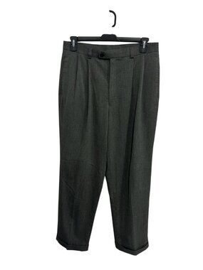 Milano Uomo 34/32 Gray Dress Pants Pleated Front Old Money Classic Academia